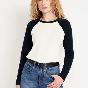 GAP Black and White Long Sleeve Raglan Tee